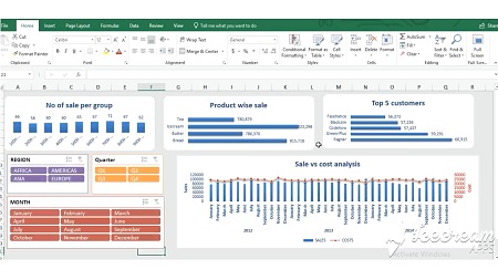 Microsoft Excel Dashboard report with Pivot charts & Slicers